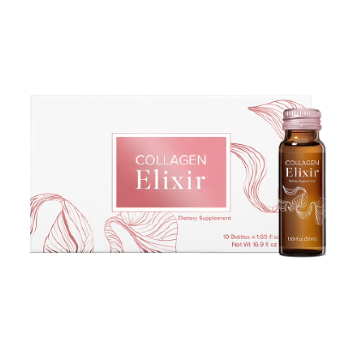 Isagenix Collagen Elixir bottle close-up showing marine collagen visuals and skin care benefits