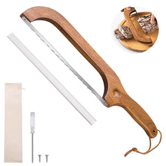 ISAIDNO bow-design bread knife with wooden bow body for controlled slicing