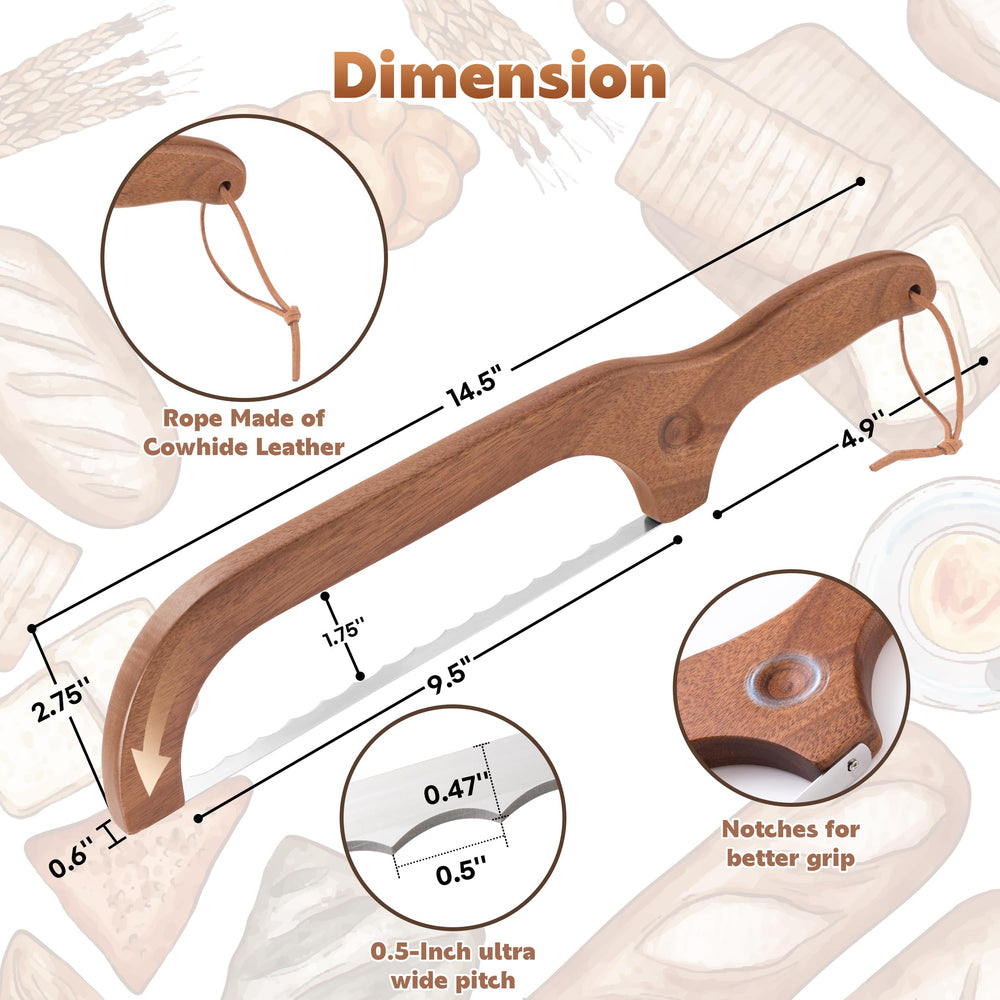 ISAIDNO bread knife in stainless serrated blade for durable performance