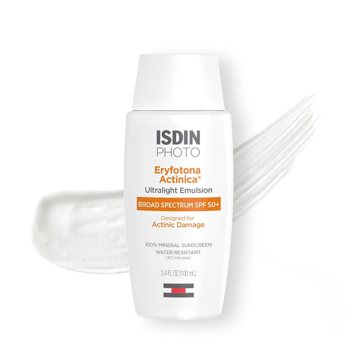 ISDIN Eryfotona Actinica SPF 50+ face bottle illustrating ultralight mineral protection