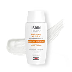 ISDIN Eryfotona Actinica SPF 50+ face bottle illustrating ultralight mineral protection