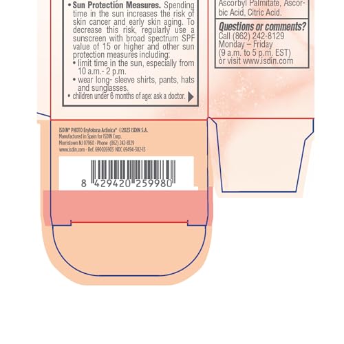 ISDIN Eryfotona Actinica SPF 50+ non-greasy formula leaves a matte feel