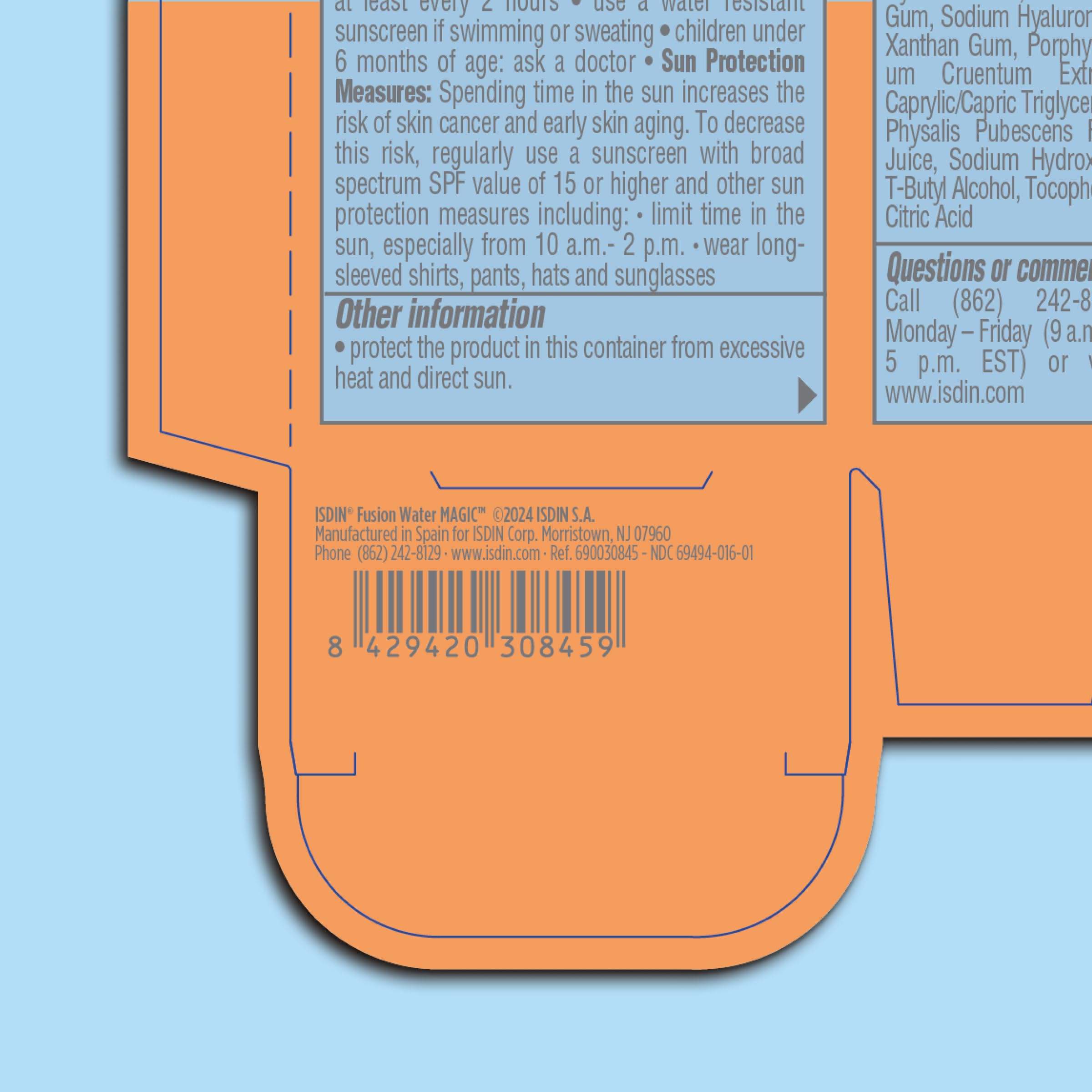 ISDIN Fusion Water Magic SPF 40 360 protection concept graphic