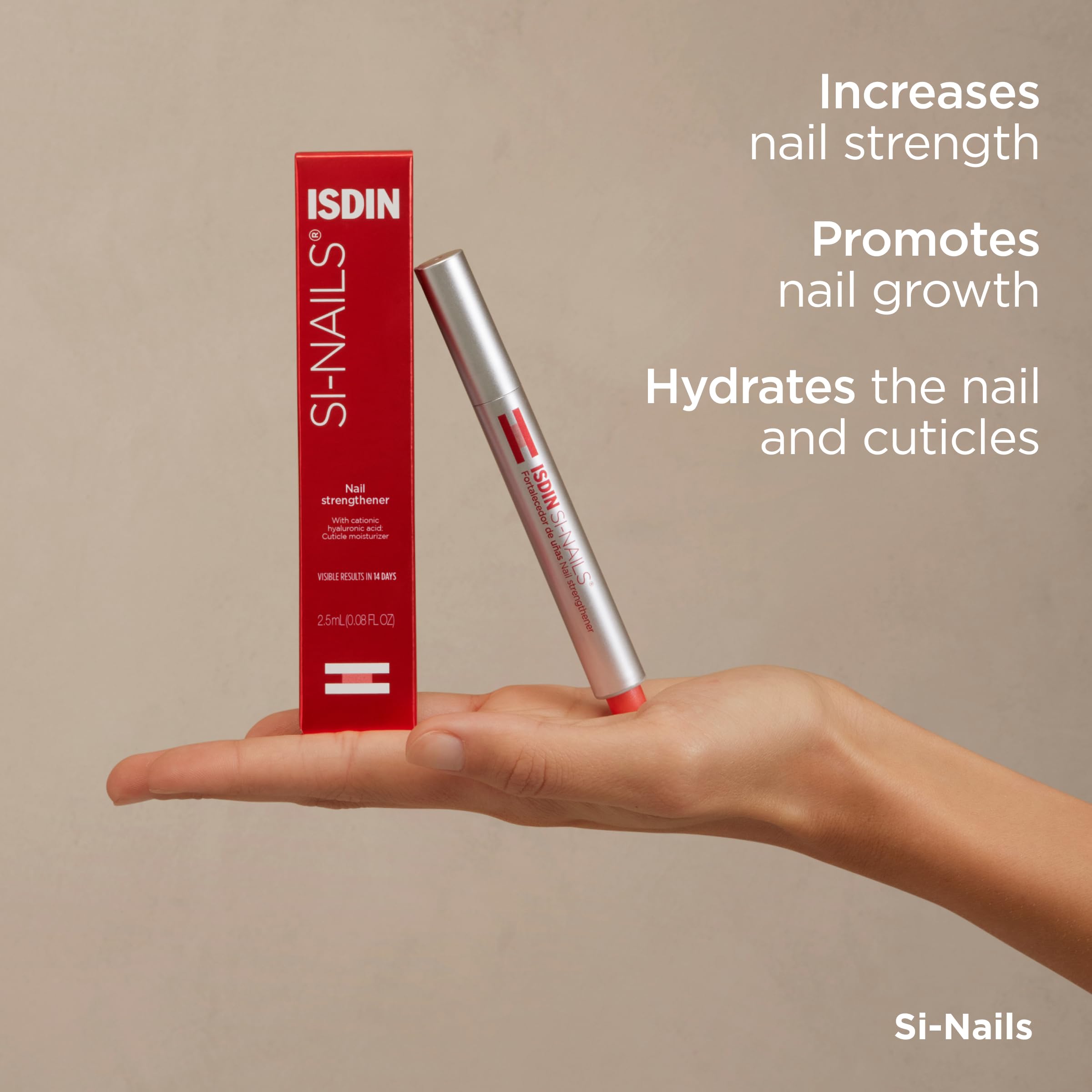 ISDIN Si-Nails dispenser demonstrates controlled dose for consistent application.