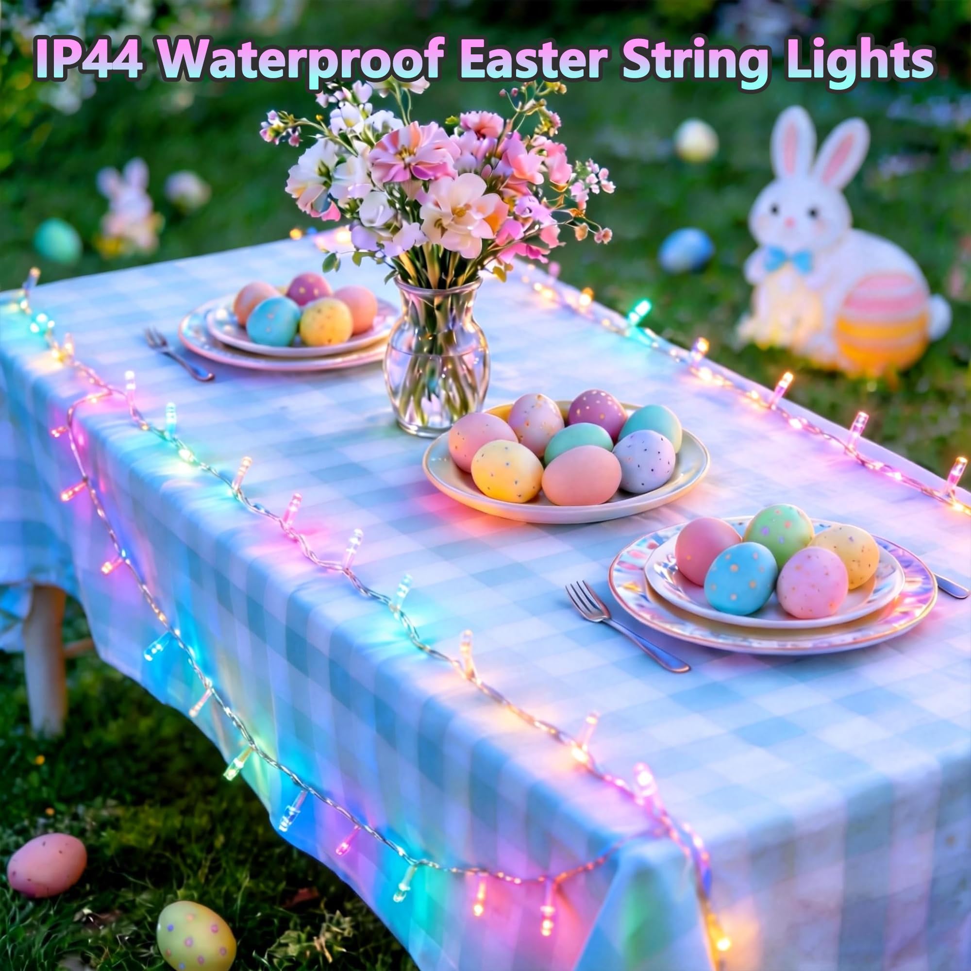 iShabao 200 LEDs glow softly on clear wire for ambient lighting.