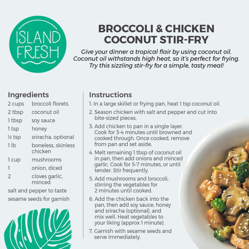 Island Fresh Coconut Oil jar closeup shows pure, single-ingredient oil for everyday use.