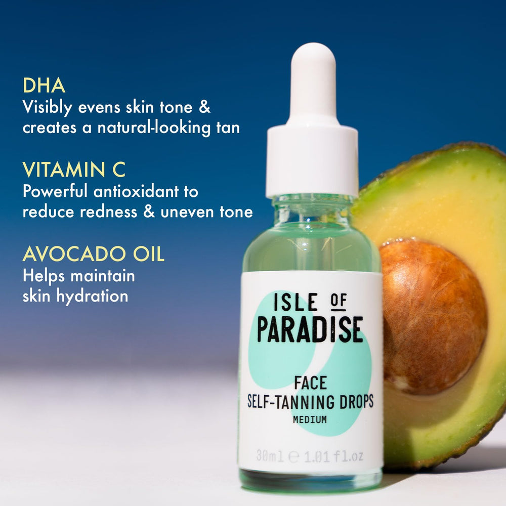 Isle of Paradise dermatologist-approved label on bottle.