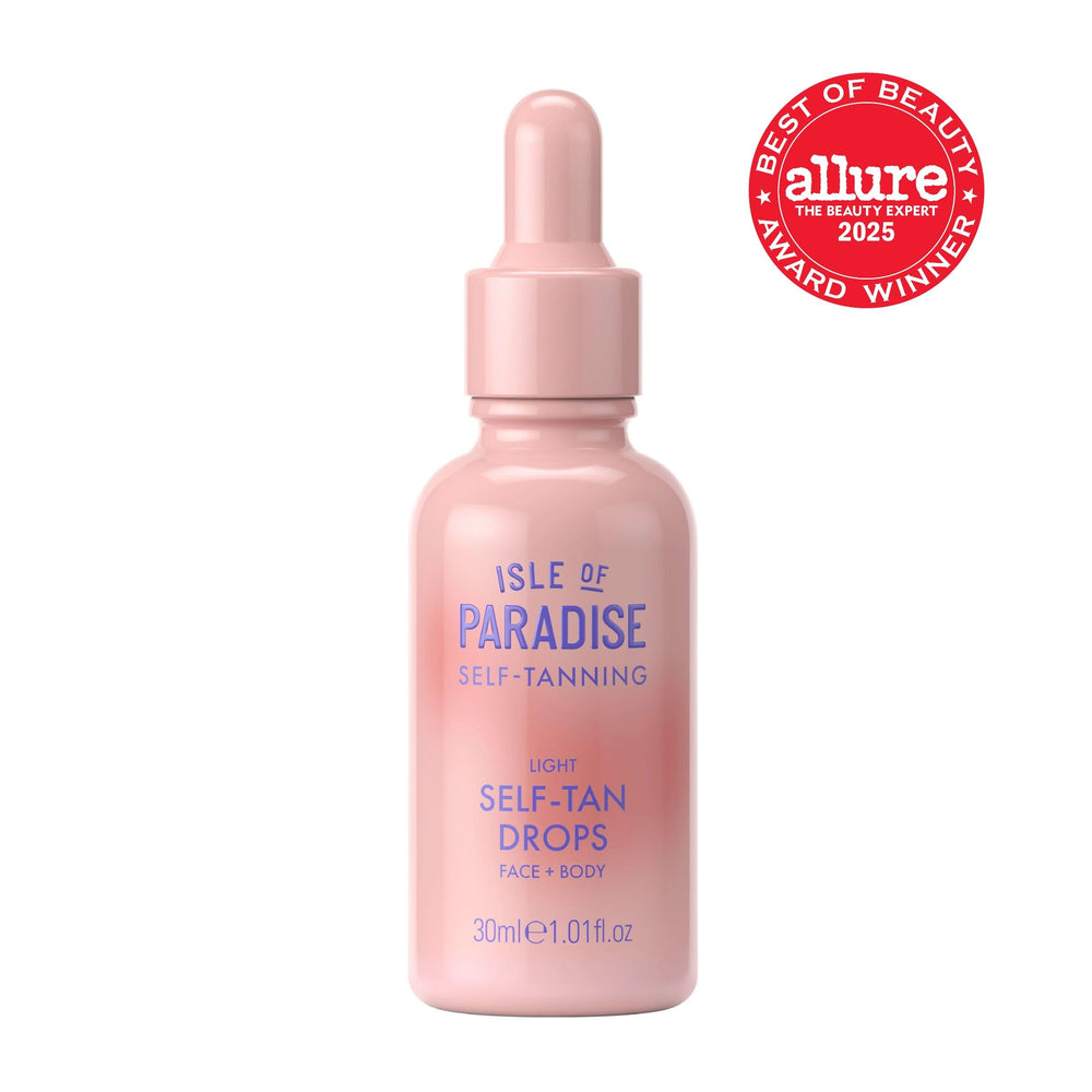 Isle of Paradise drops blended into moisturizer for a natural glow.