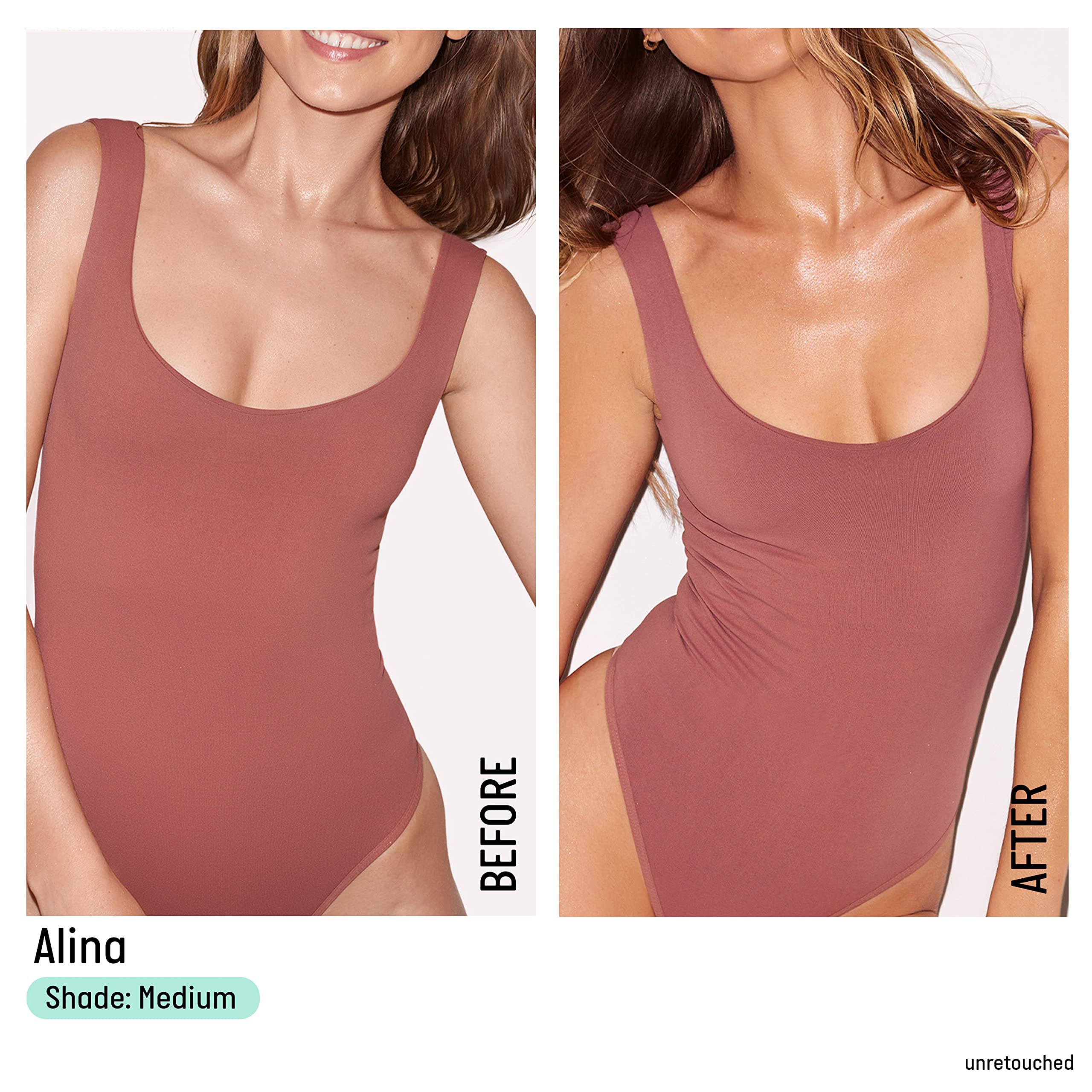 Isle of Paradise self tanning drops before and after skin.