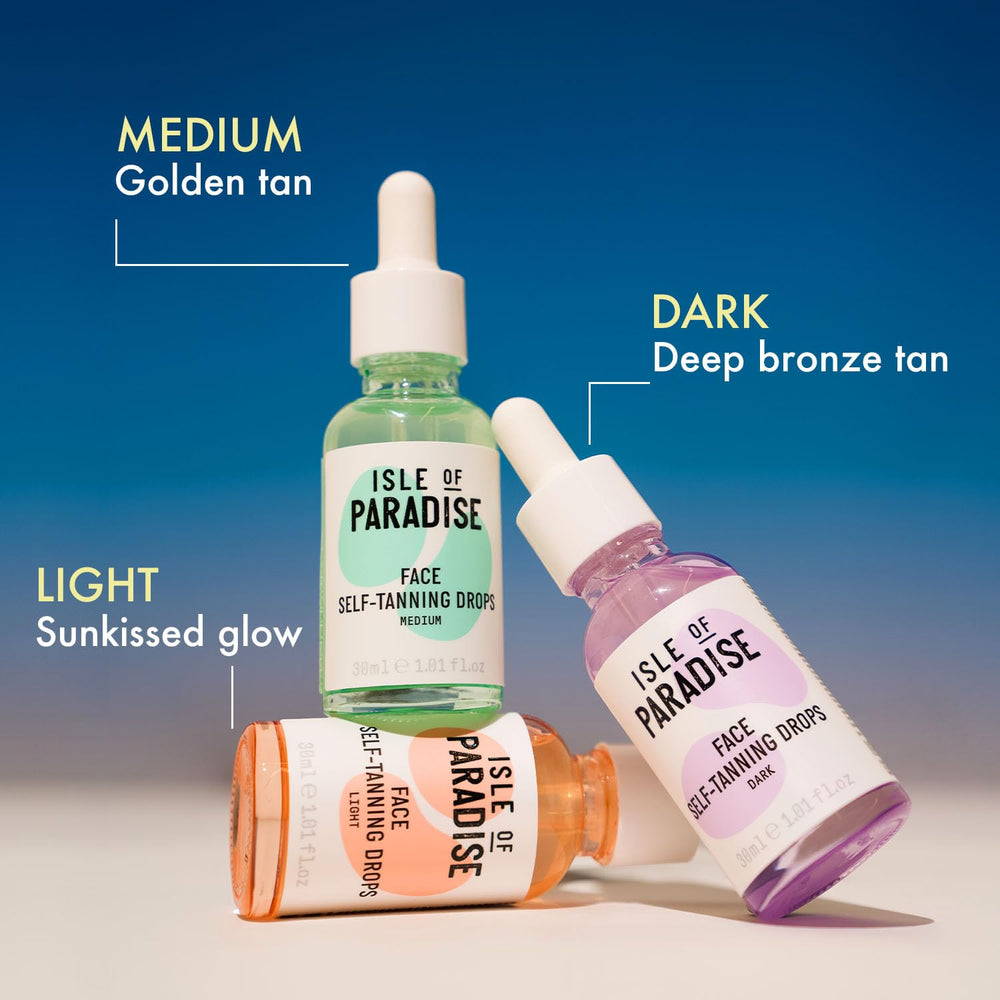 Isle of Paradise cruelty-free self-tanning drops for face and body.