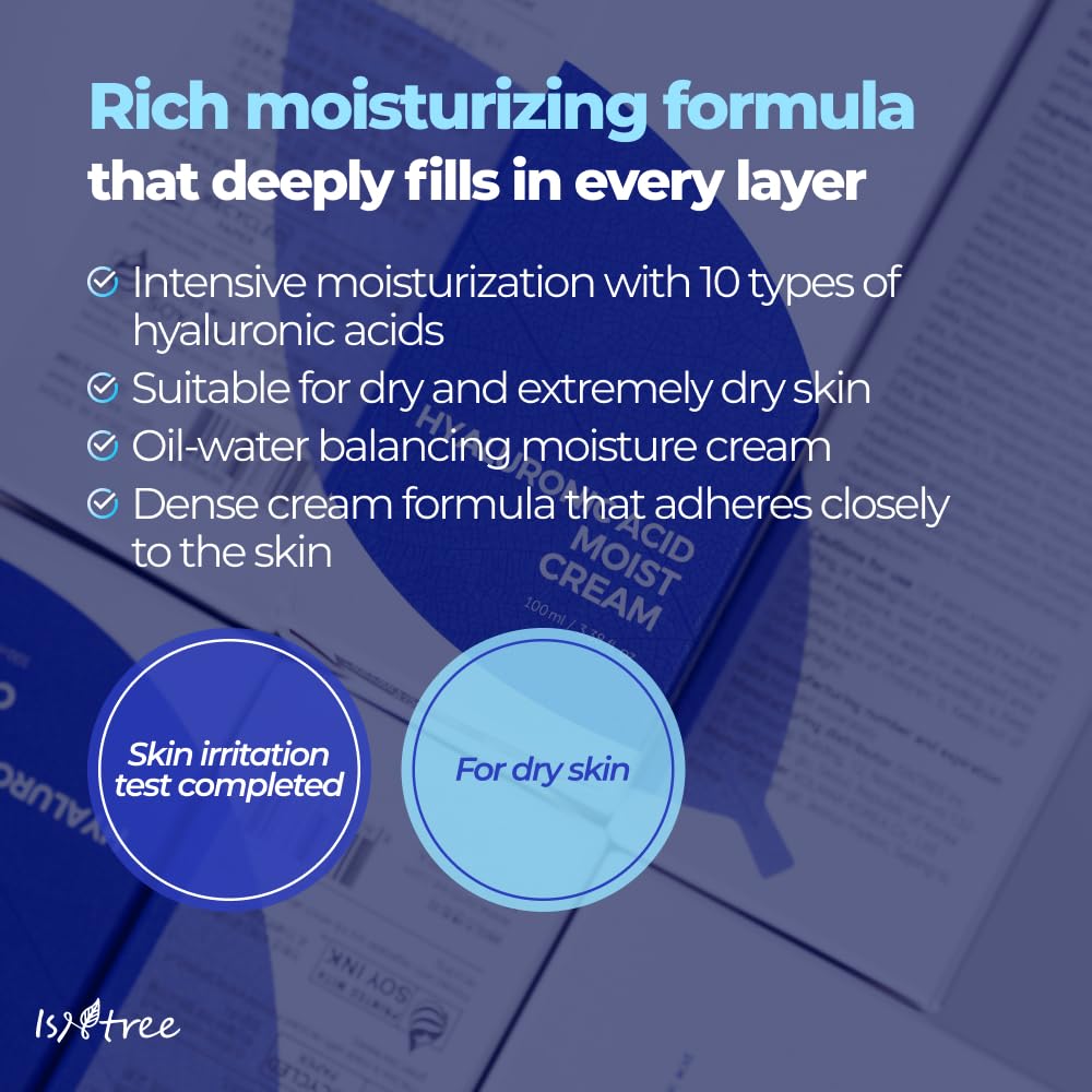 ISNTREE Hyaluronic Acid Moist Cream texture swatch, light non-greasy finish