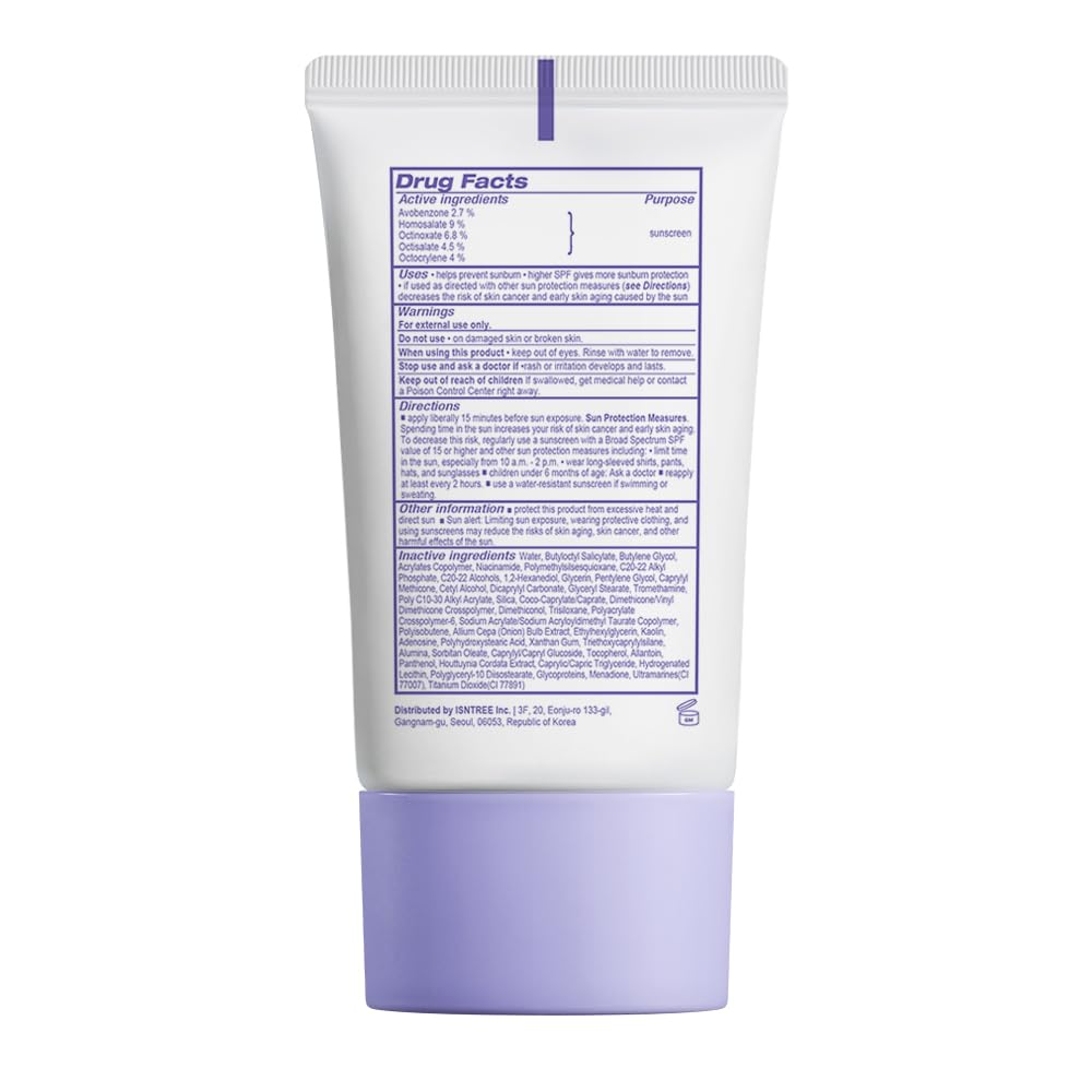 ISNTREE Onion Newpair 50 ml travel-friendly sunscreen tube.