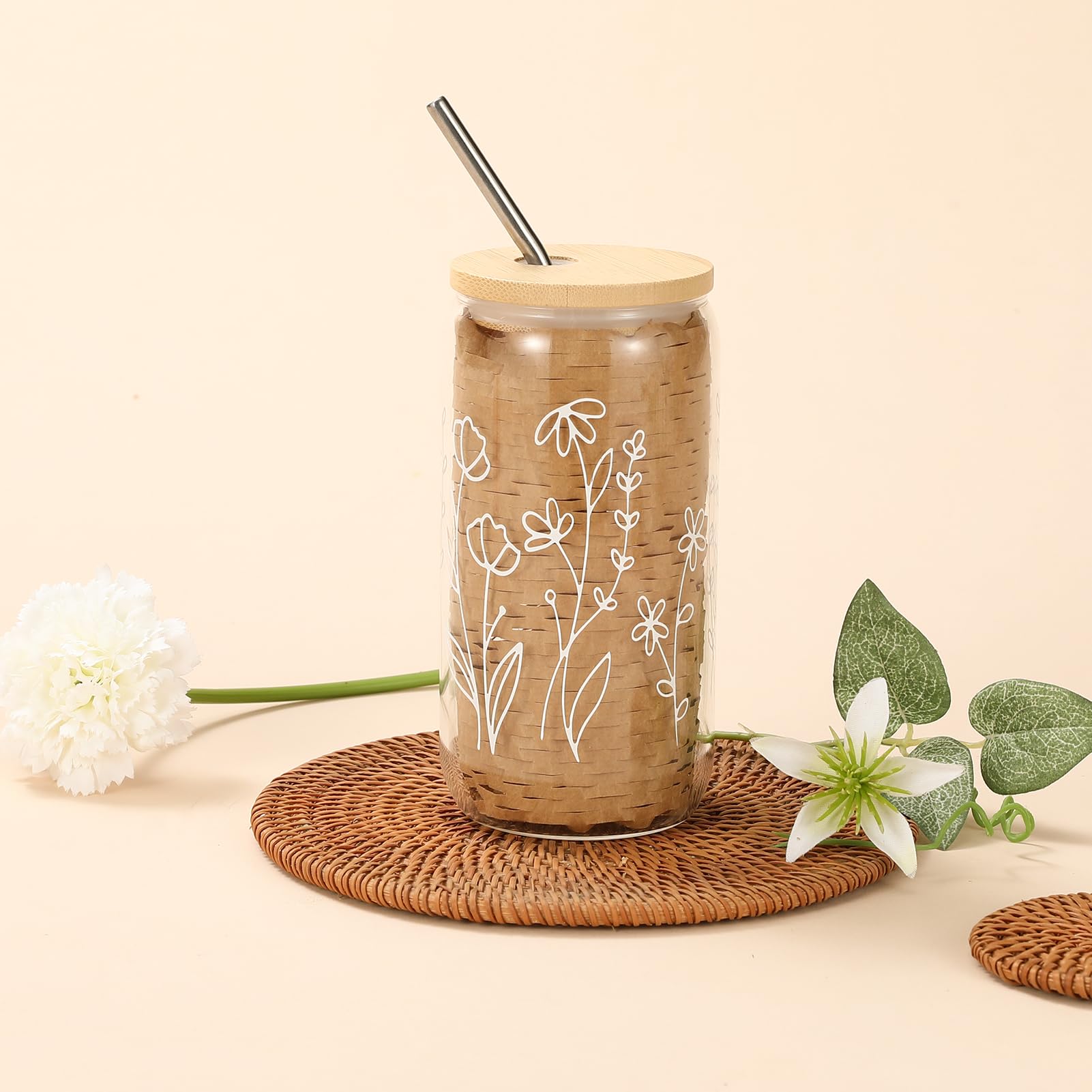 Isolune 16oz wildflower coffee mug keeps drinks warm during cozy recovery moments.