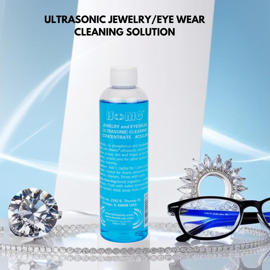 iSonic eyewear cleaning in ultrasonic tank shows gentle care for coated lenses.