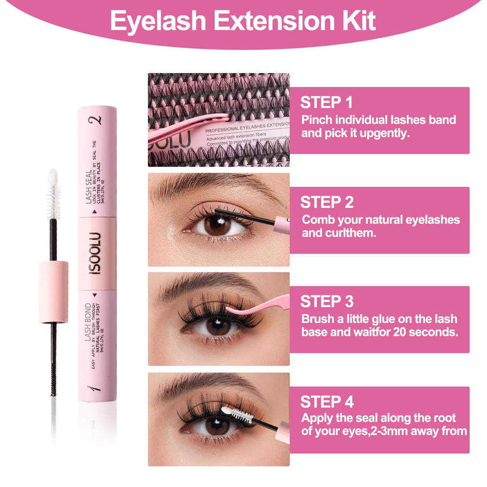 ISOOLU Wet-Look Seal bottle in use for a glossy lash finish