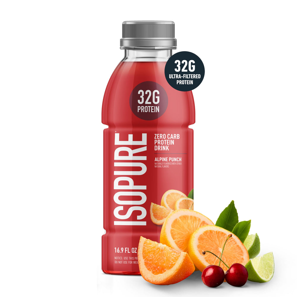 Close-up of Alpine Punch pour illustrating easy post-workout protein delivery.