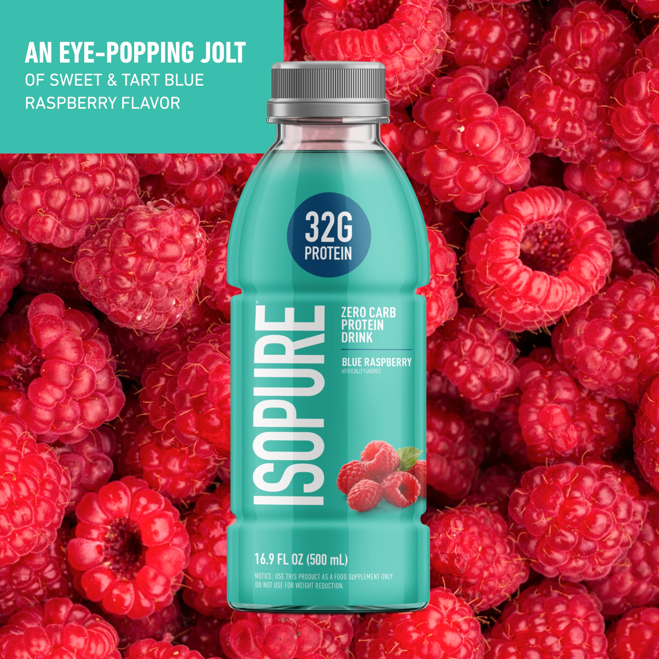 Isopure Pack shot Blue Raspberry ready-to-drink bottles for convenient post-workout