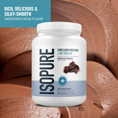 Isopure chocolate mousse shake in glass with rich texture