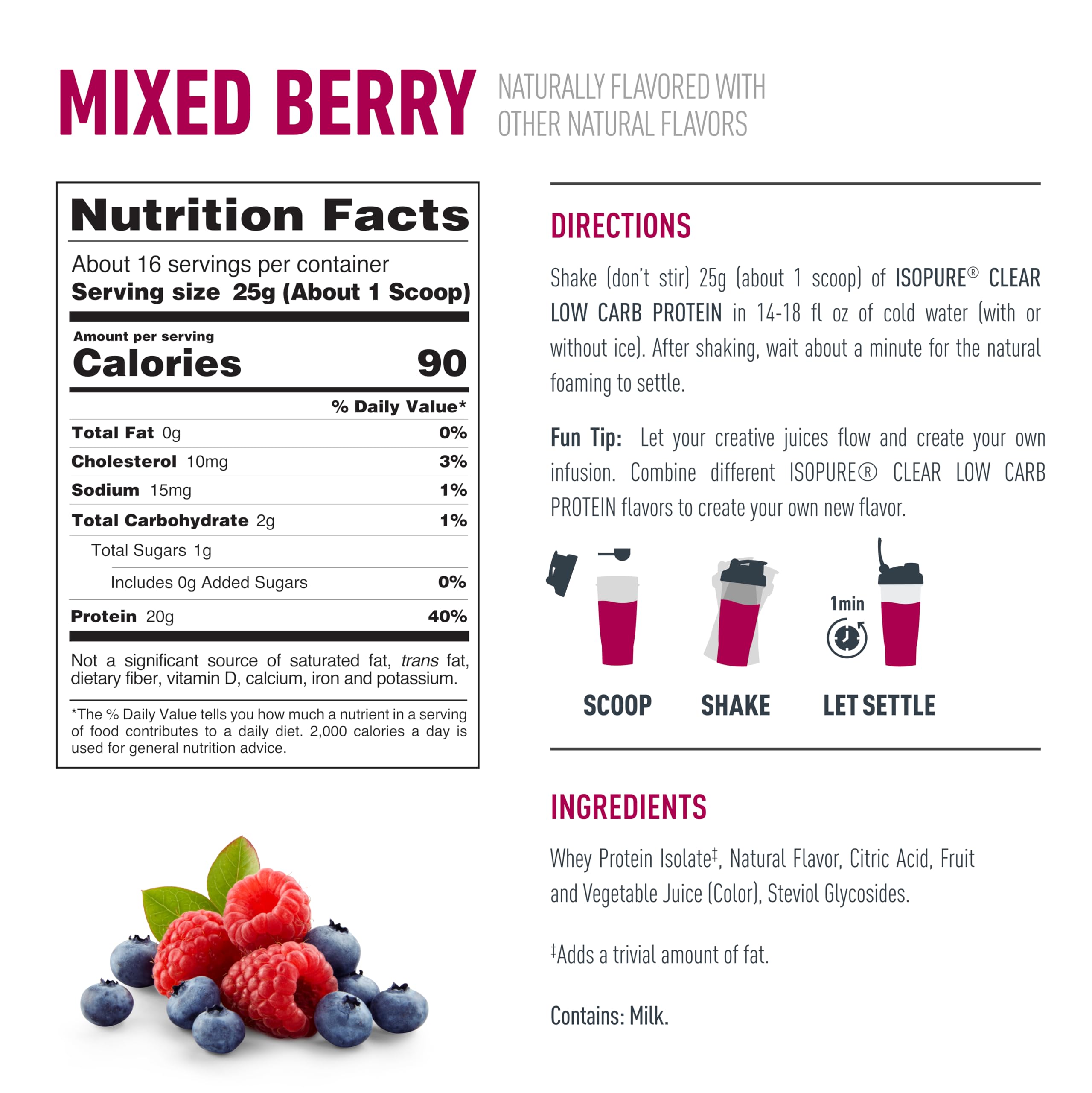 Isopure Clear Whey Isolate no artificial sweeteners label