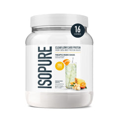 Isopure Clear Whey Isolate Pineapple Orange Banana bottle offers a refreshing protein boost.