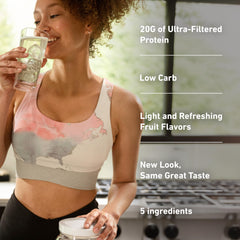 Shake Isopure Clear Whey Isolate Pineapple Orange Banana for a smooth gluten-free protein drink.