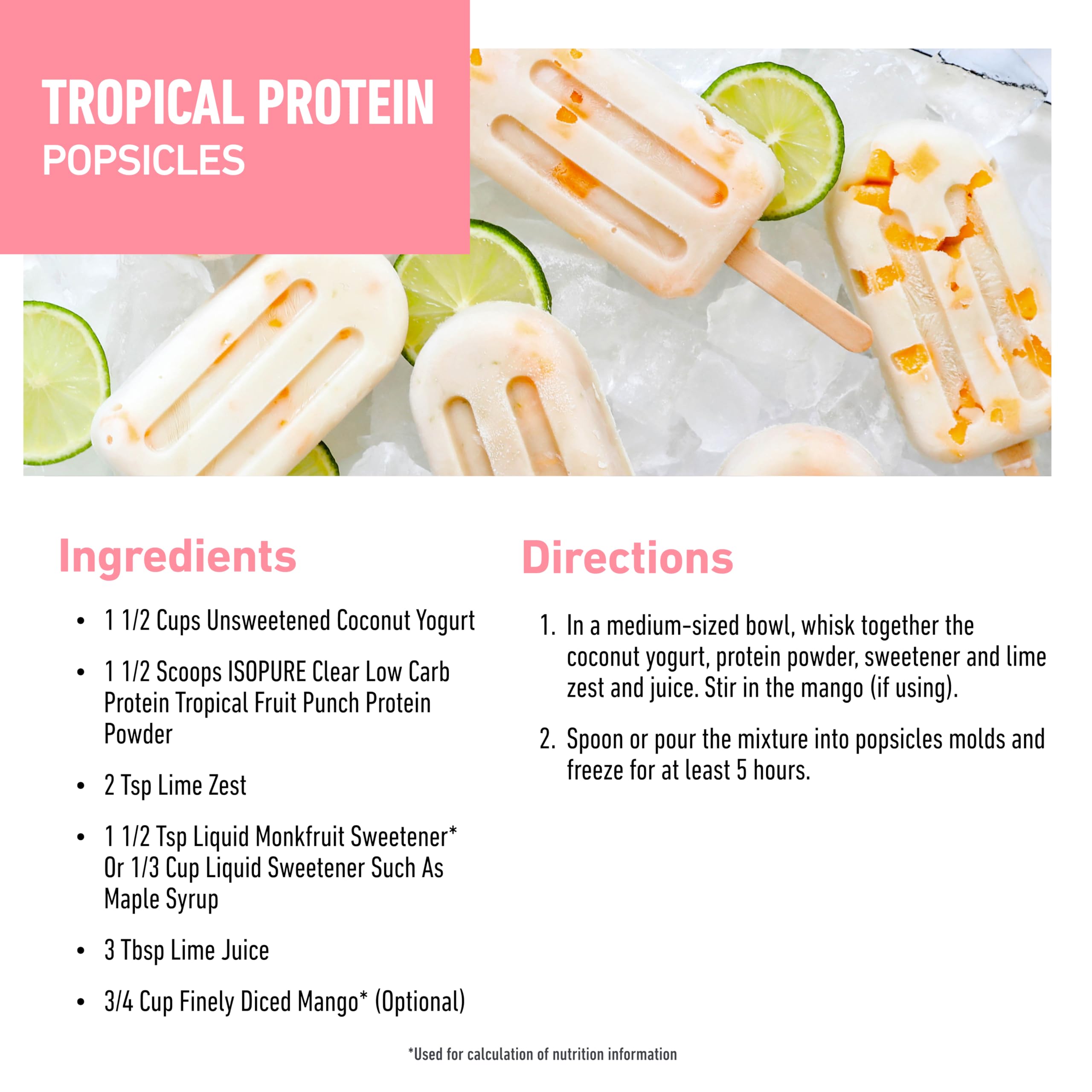 Scoop resting on Isopure powder container hints at a five-ingredient formula for simple nutrition.