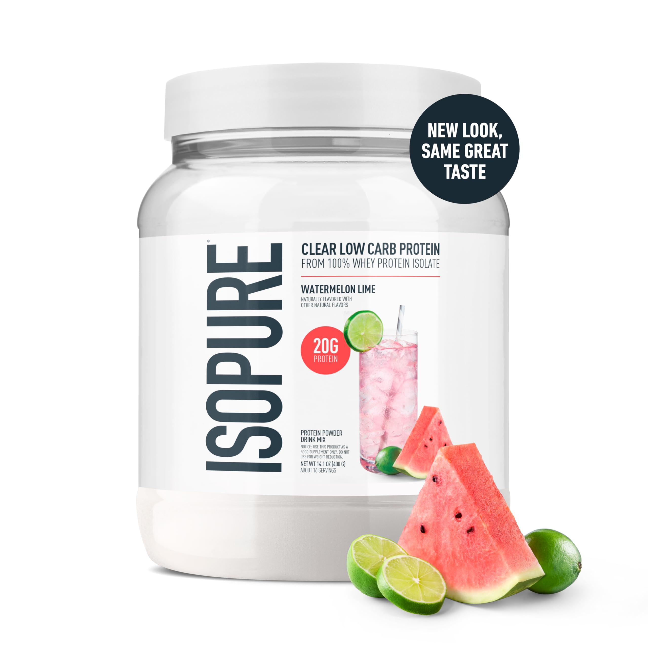 Isopure Clear Whey Watermelon Lime pour reveals a light, clean protein drink after workouts.
