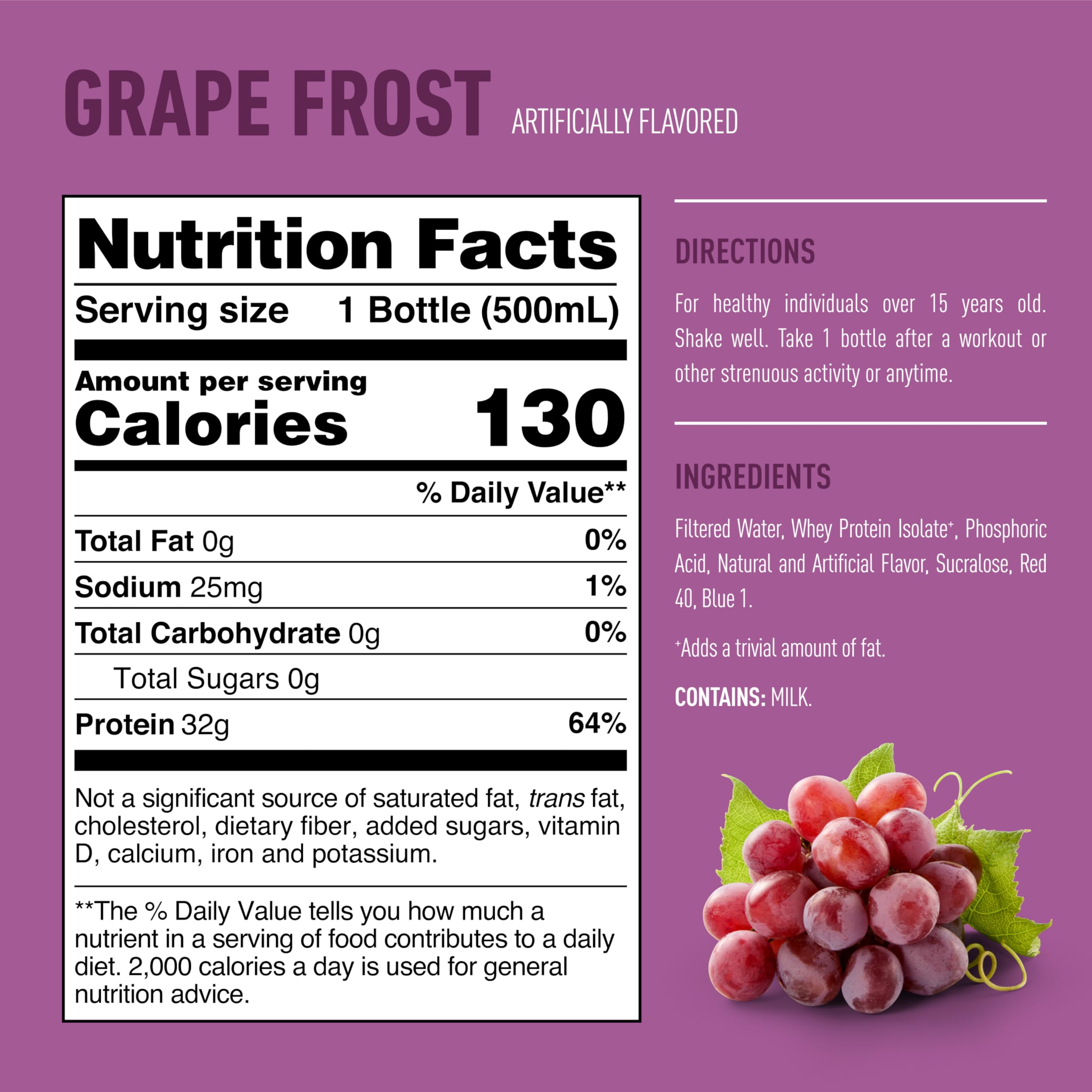 Isopure Grap Frost 12-pack packaging shown beside gym gear.