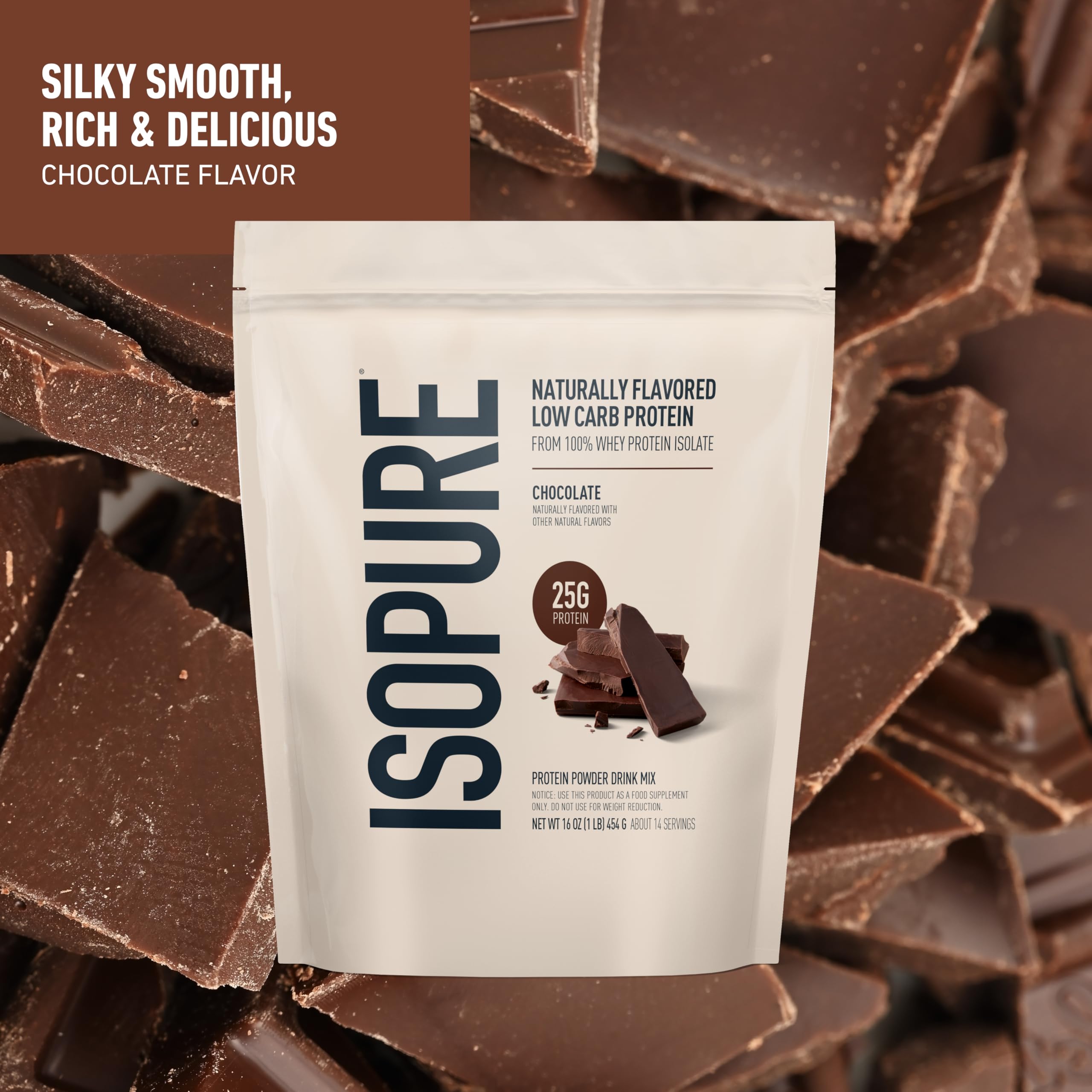 Isopure protein scoop on countertop for quick shakes