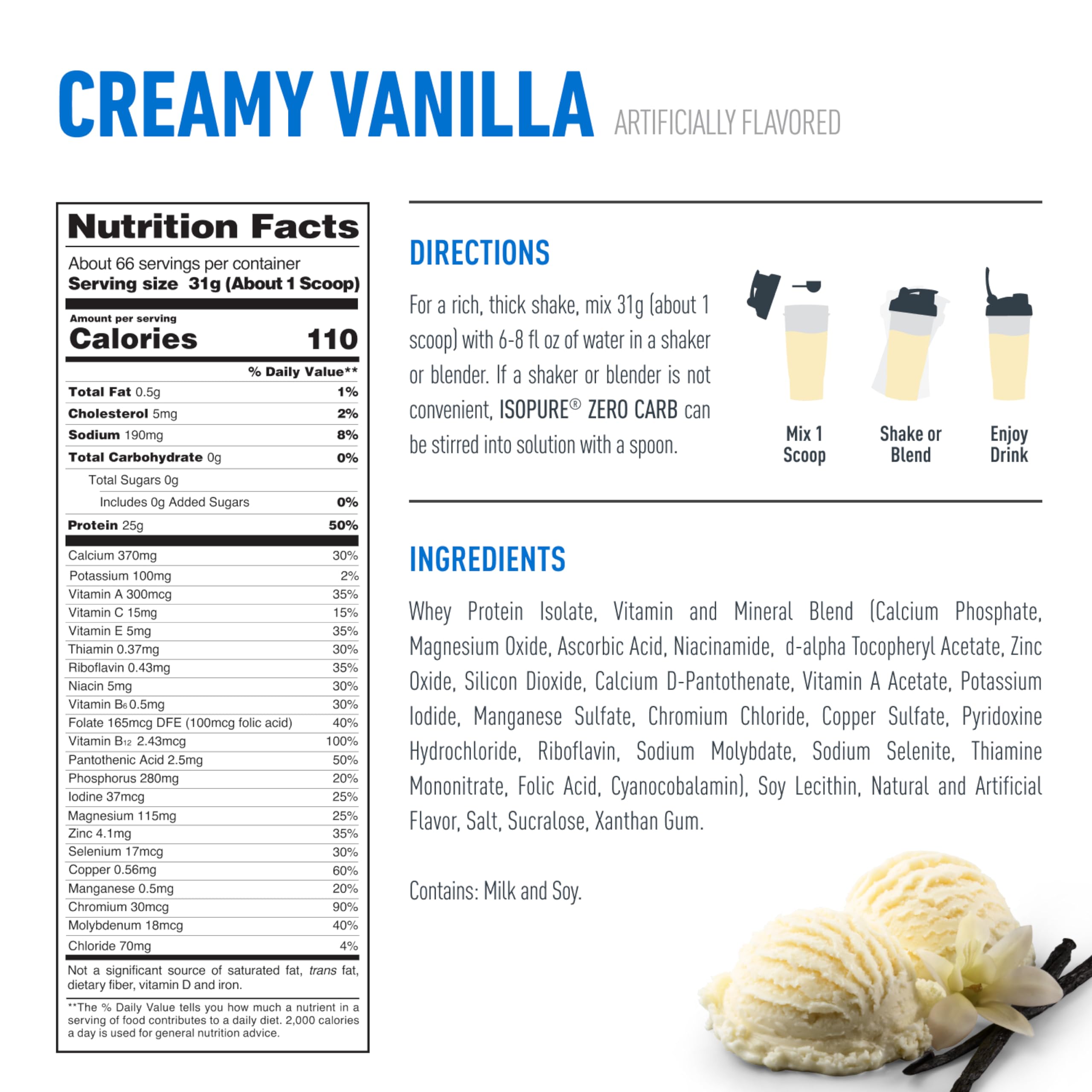 Isopure sugar-free creamy vanilla mix demonstrates versatile flavor option