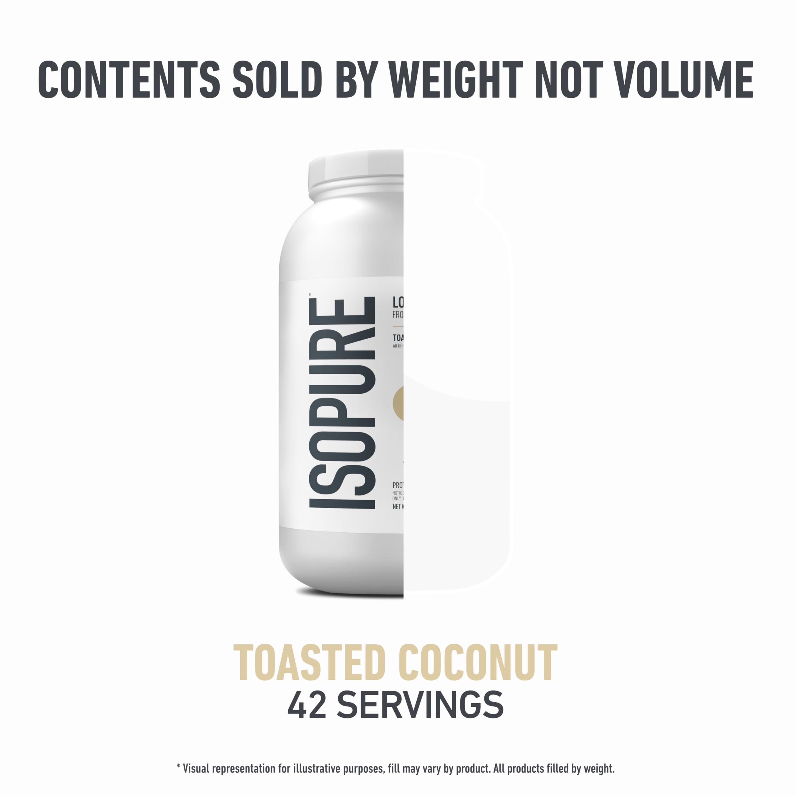 Isopure toasted coconut powder close-up aroma and flavor hints.