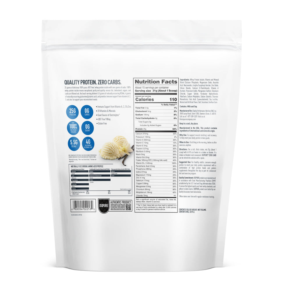 Isopure Whey Isolate powder scoop ready for a 25 g serving.