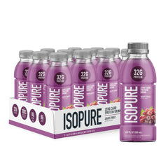 Isopure Zero Carb 32g Grape Frost bottle ready for post-workout recovery.