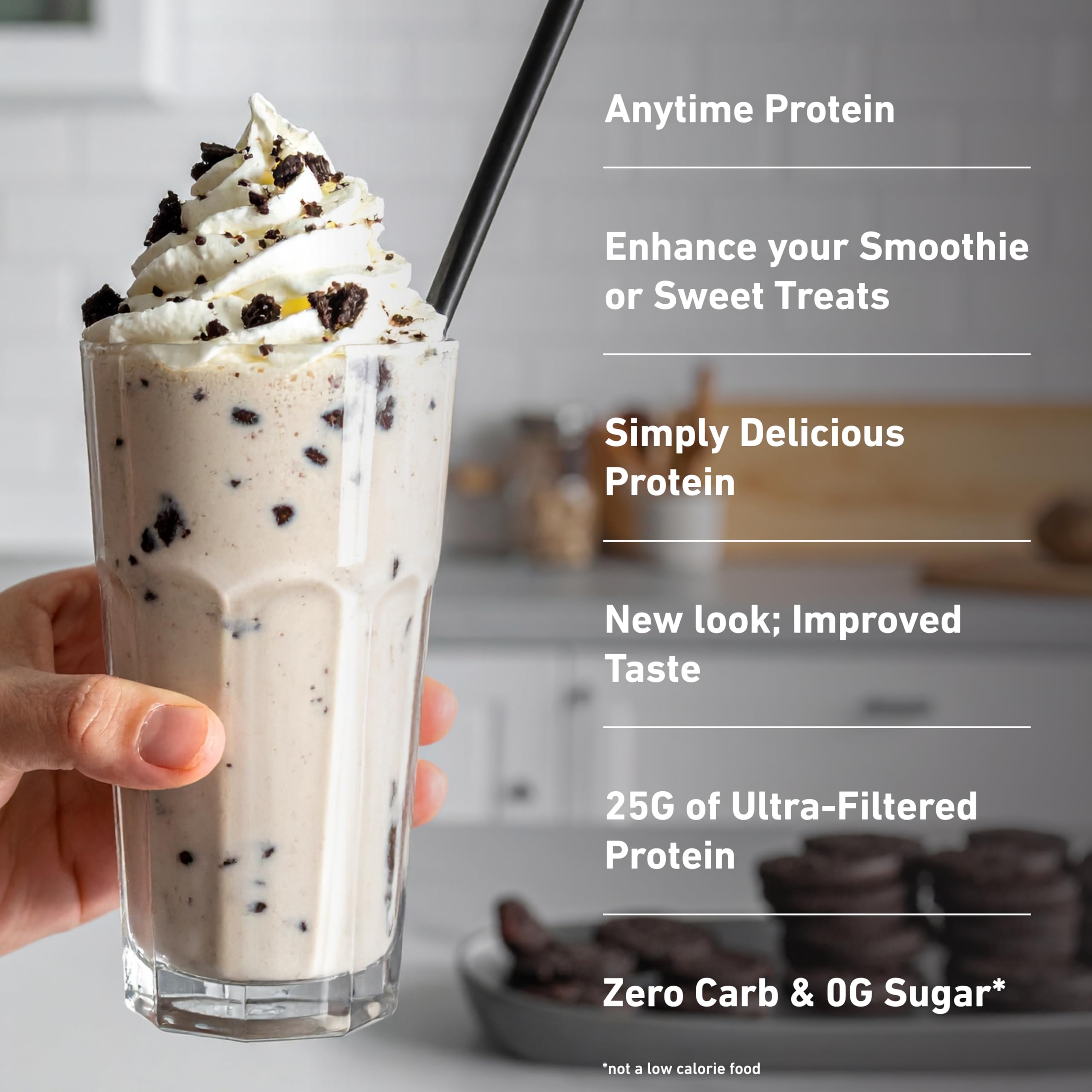 Isopure zero-carb label on tub for keto-friendly use