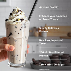 Isopure zero-carb label on tub for keto-friendly use
