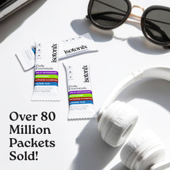 Isotonix Daily Essentials open pack showing powder ready to mix quickly.