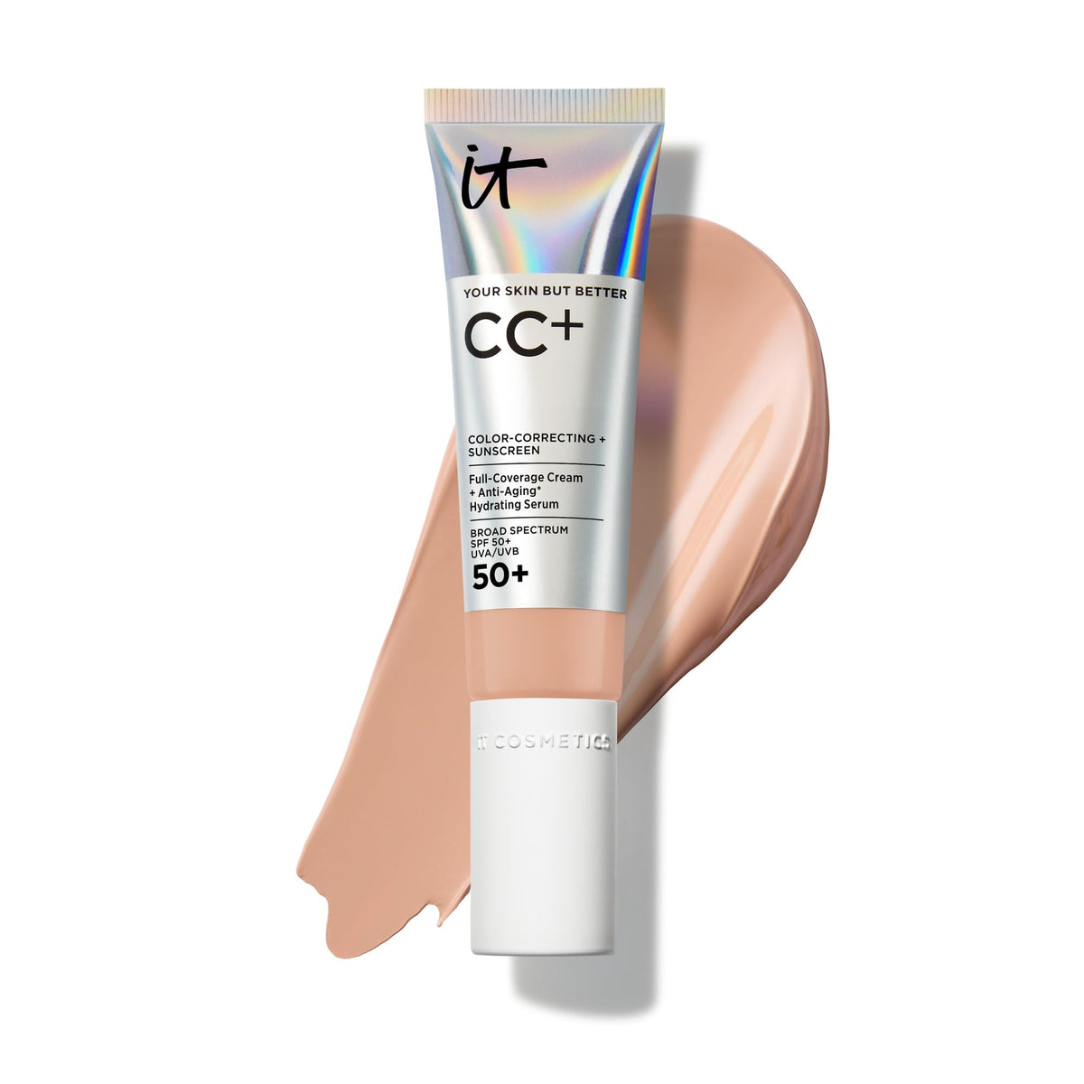 IT Cosmetics CC+ Cream Medium Cool bottle with pump delivering full-coverage SPF 50+.