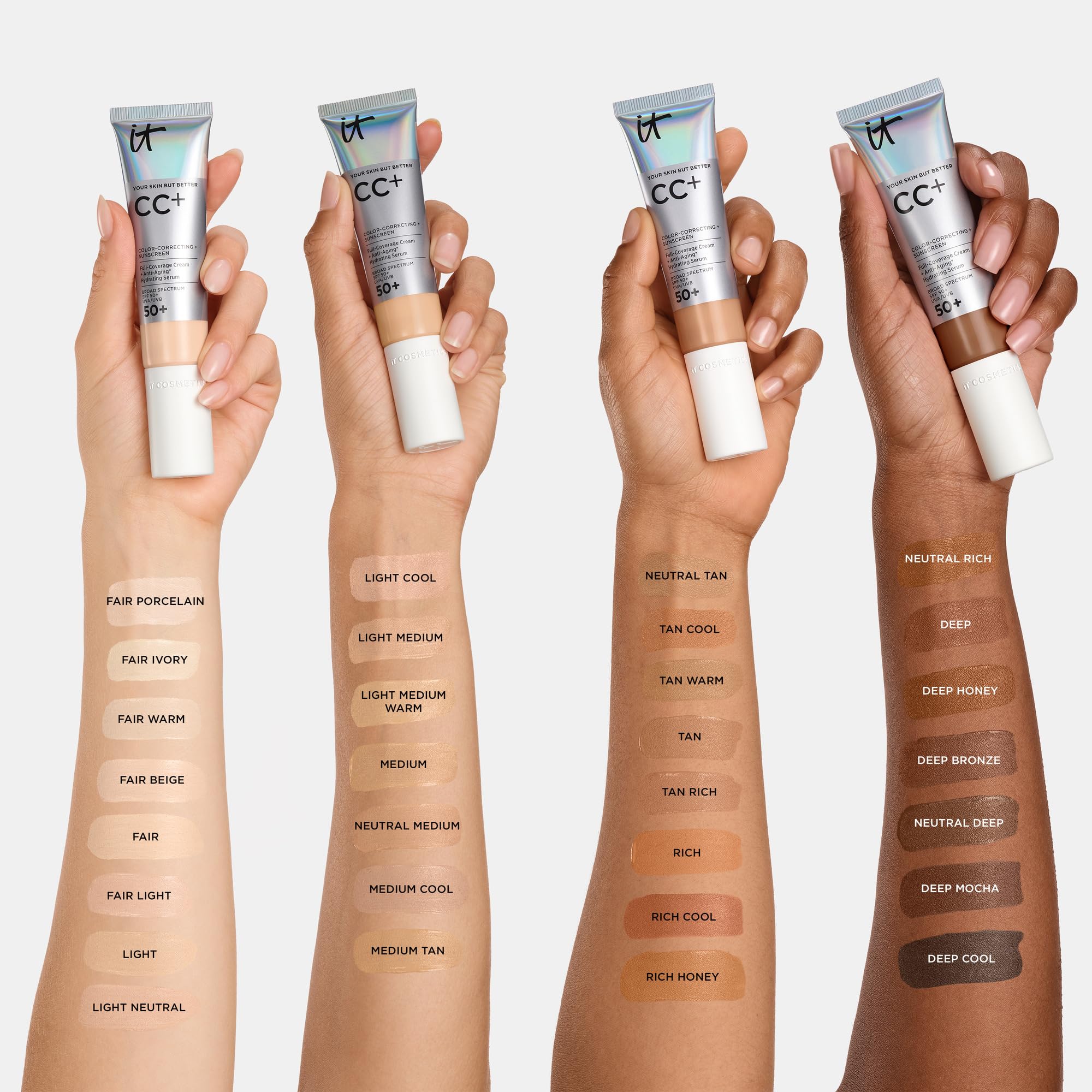 IT Cosmetics CC+ Cream SPF 50+ label close-up.