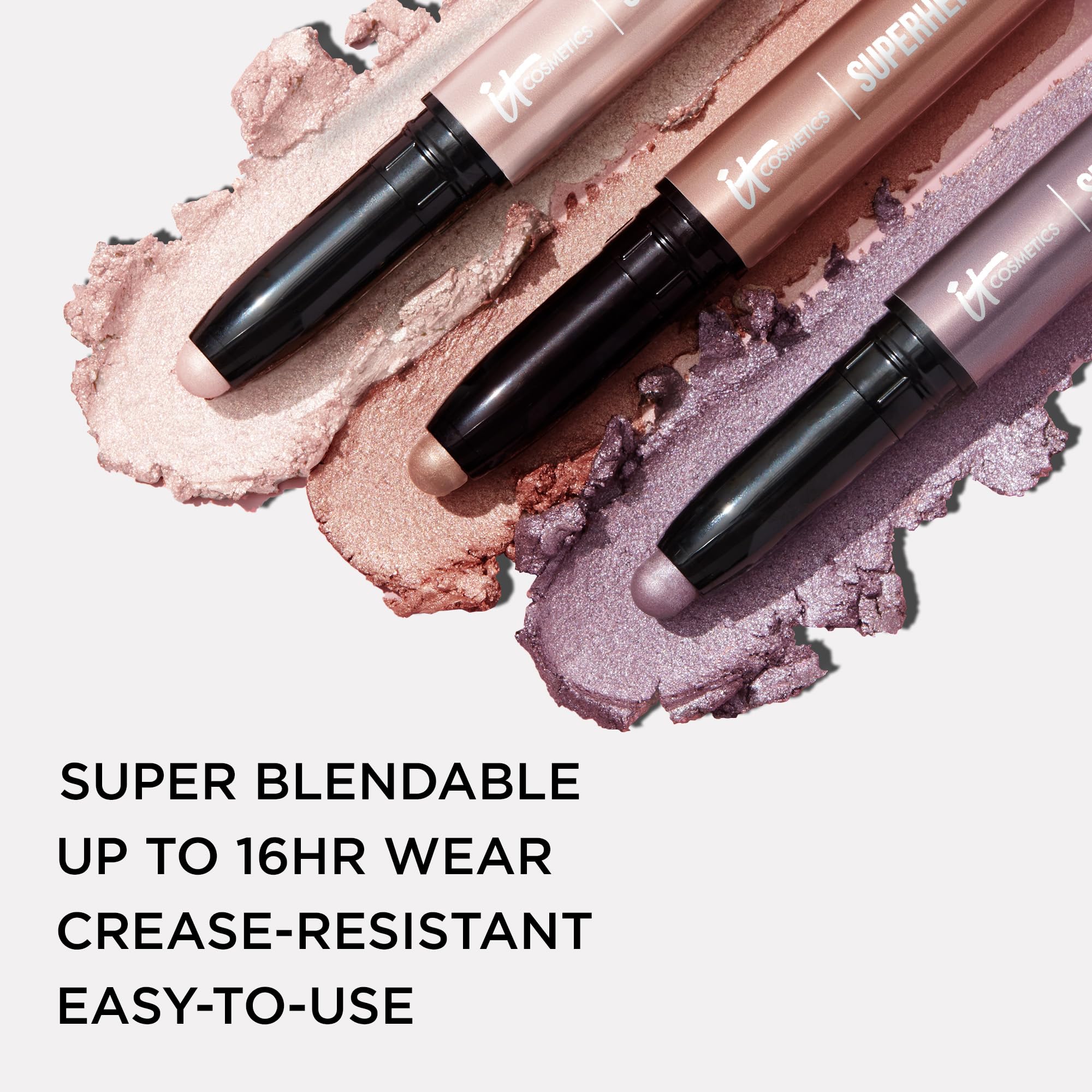 IT Cosmetics Superhero No-Tug Transformative Taupe swatch for versatile neutral look.