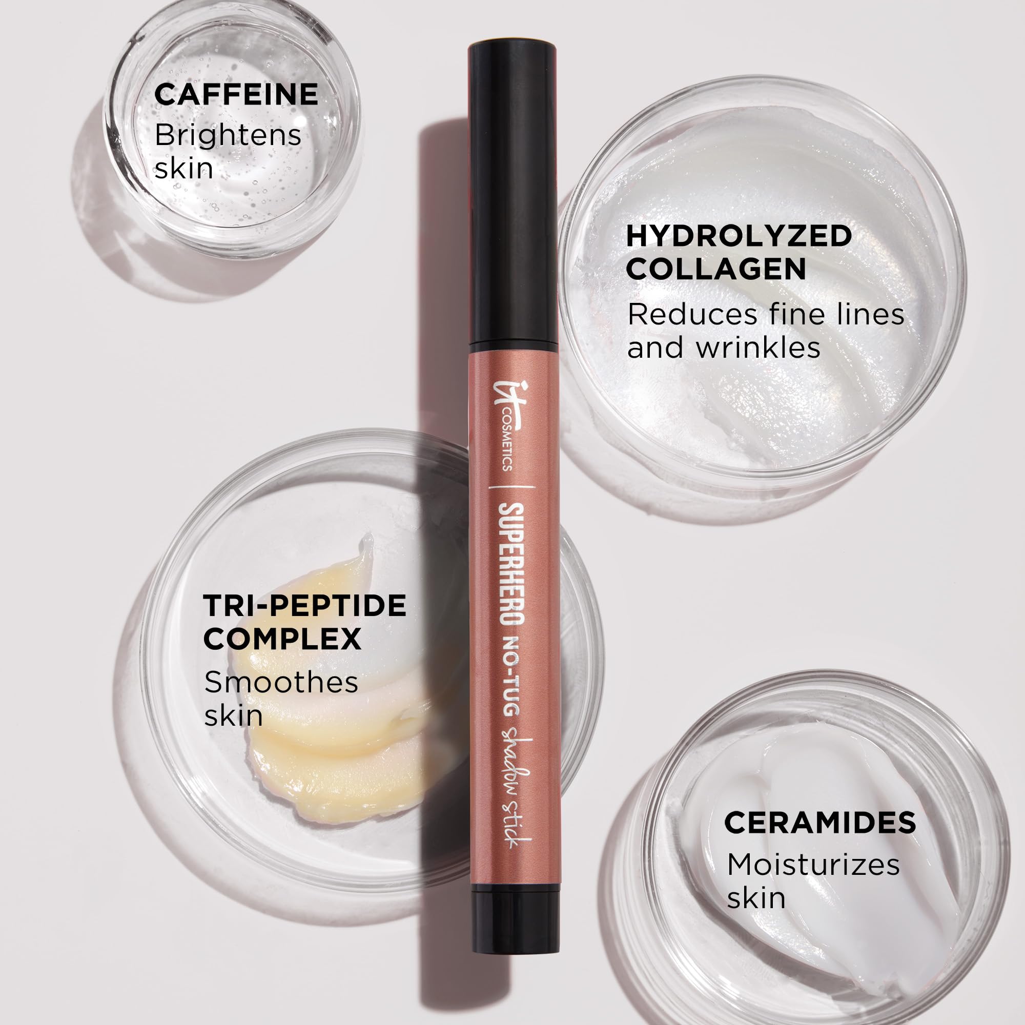 IT Cosmetics Superhero No-Tug Waterproof formula lasts with crease-free wear.