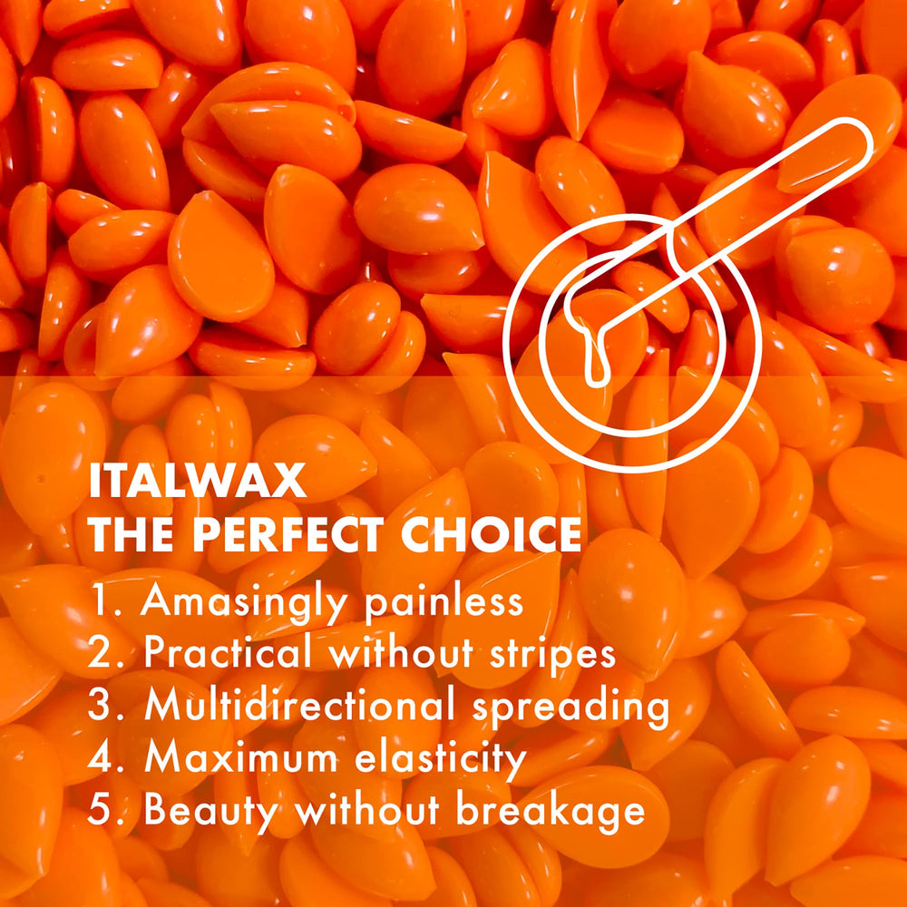 Italwax Top Line Coral wax beads designed for sensitive skin with unscented formula.