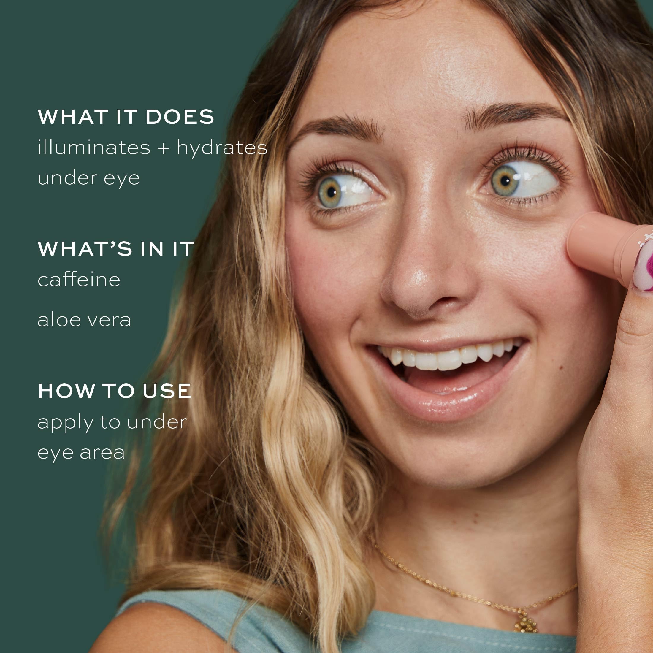 ITK Skincare Caffeine + Aloe Under Eye Stick targets dark circles with hydrating action