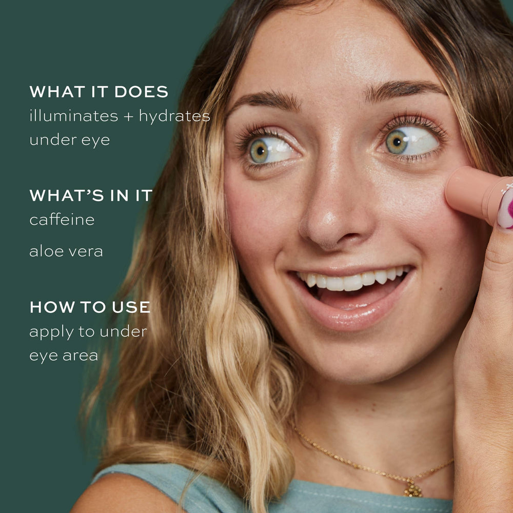 ITK Skincare Caffeine + Aloe Under Eye Stick targets dark circles with hydrating action