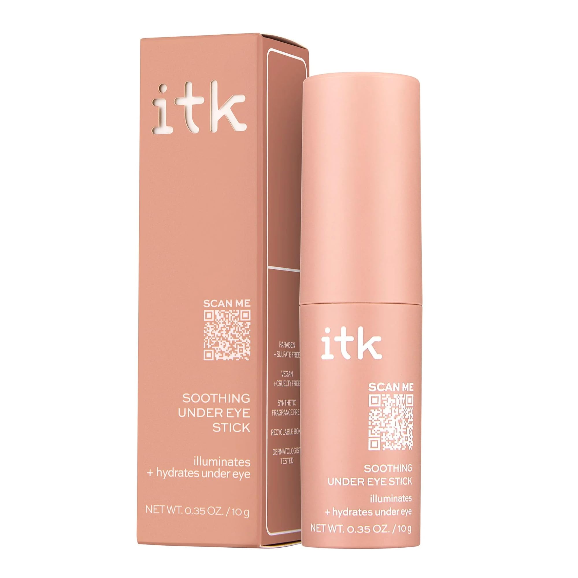 ITK Skincare Caffeine + Aloe Under Eye Stick applies to reduce puffiness and brighten under-eye