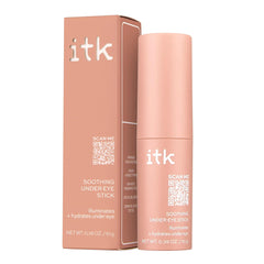 ITK Skincare Caffeine + Aloe Under Eye Stick applies to reduce puffiness and brighten under-eye
