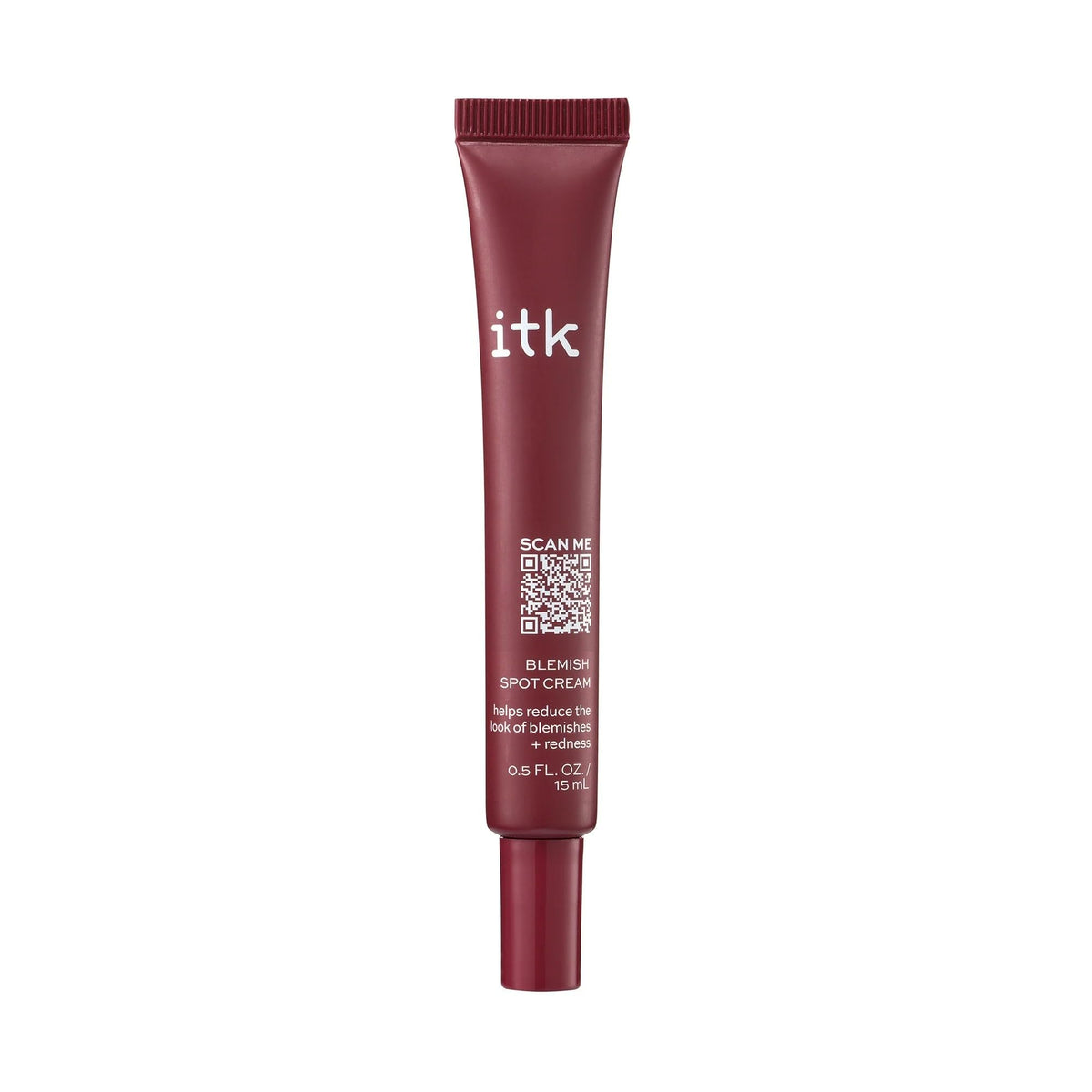 ITK Skincare salicylic acid spot-treatment bottle targets blemishes for clearer skin.