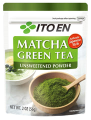 Ito En matcha powder jar closeup highlights premium green tea quality
