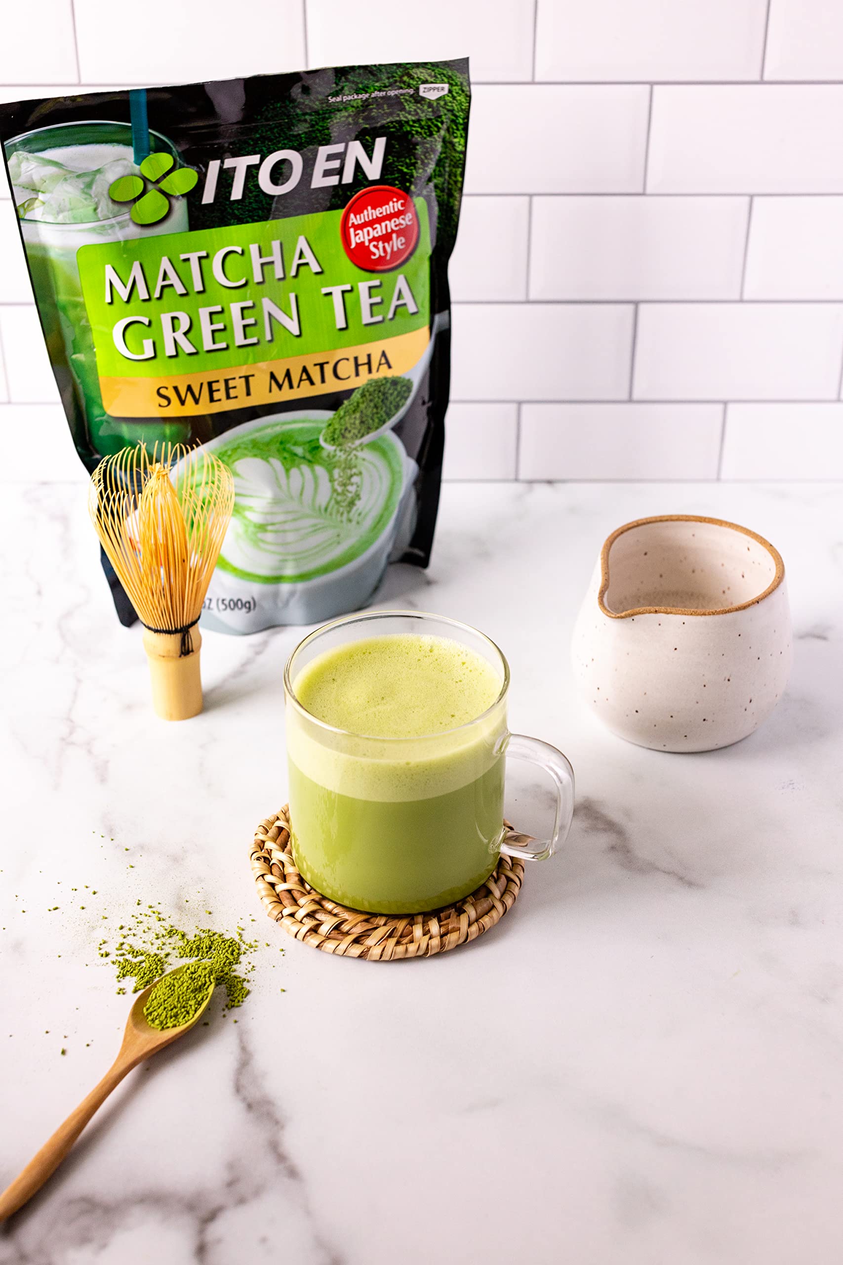 Ito En matcha smoothie bowl with bright greens