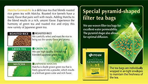 ITO EN Genmaicha ingredients close-up, highlighting roasted rice and green tea blend.