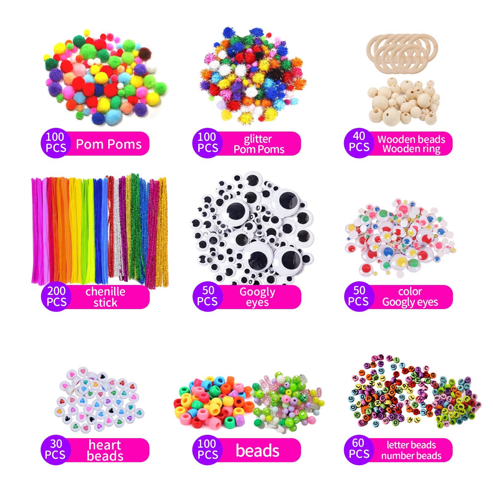 Itopstar 3000 feathers and pom-poms for colorful, tactile decorations.
